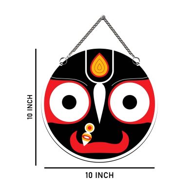 Lord Jagannath Face Round Wooden Wall Hanging Traditional Puri Jagannatha Spiritual Decor for Pooja Room, Home Entrance, and Living Room Positive Energy Vastu Art Devotional Gift